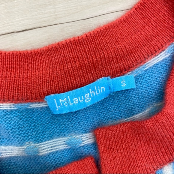 J. McLaughlin Dottie Seabreeze Polka Dot Cashmere Crew Neck Cardigan Sweater Sm - Picture 6 of 6